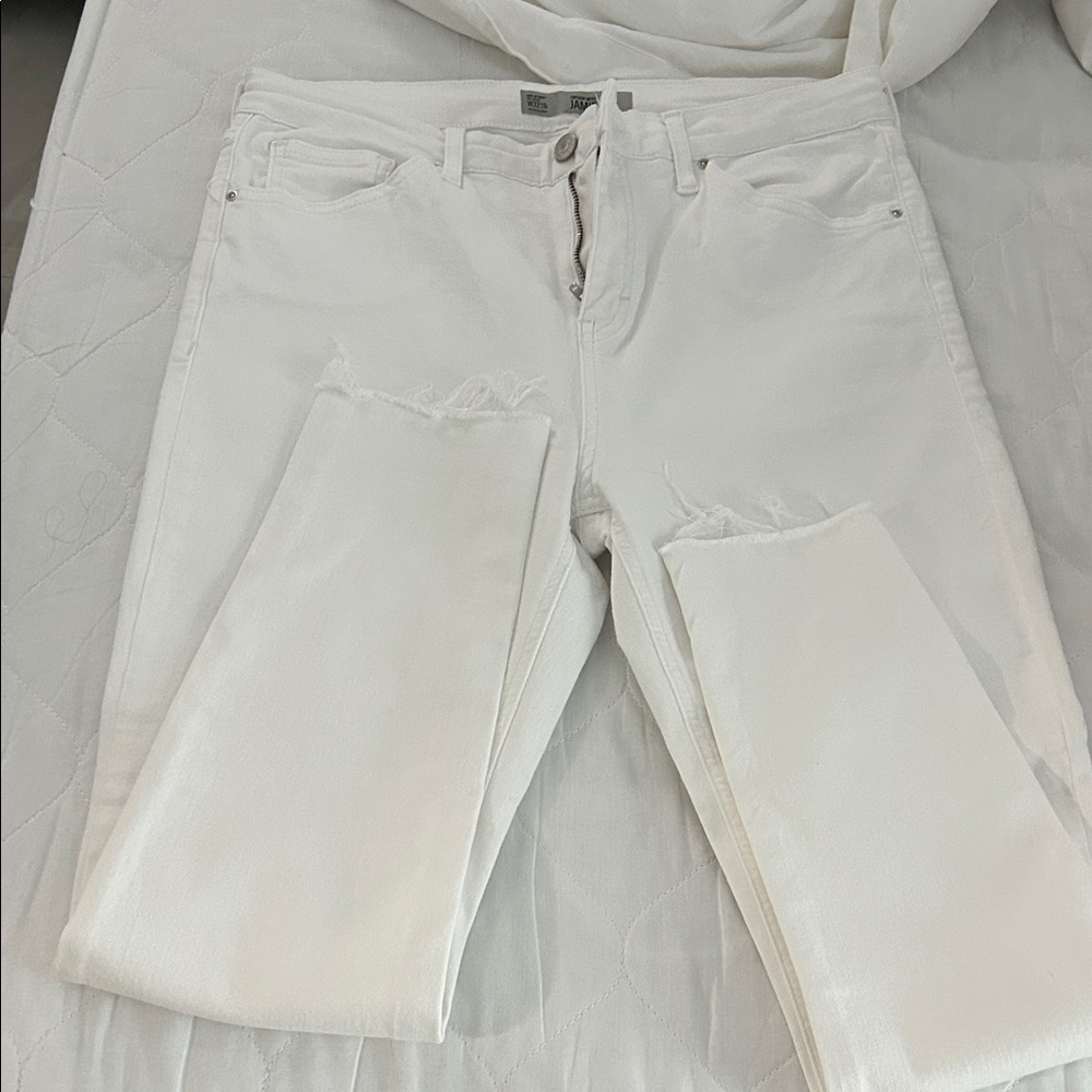 Topshop Cream Straight Leg Jeans
